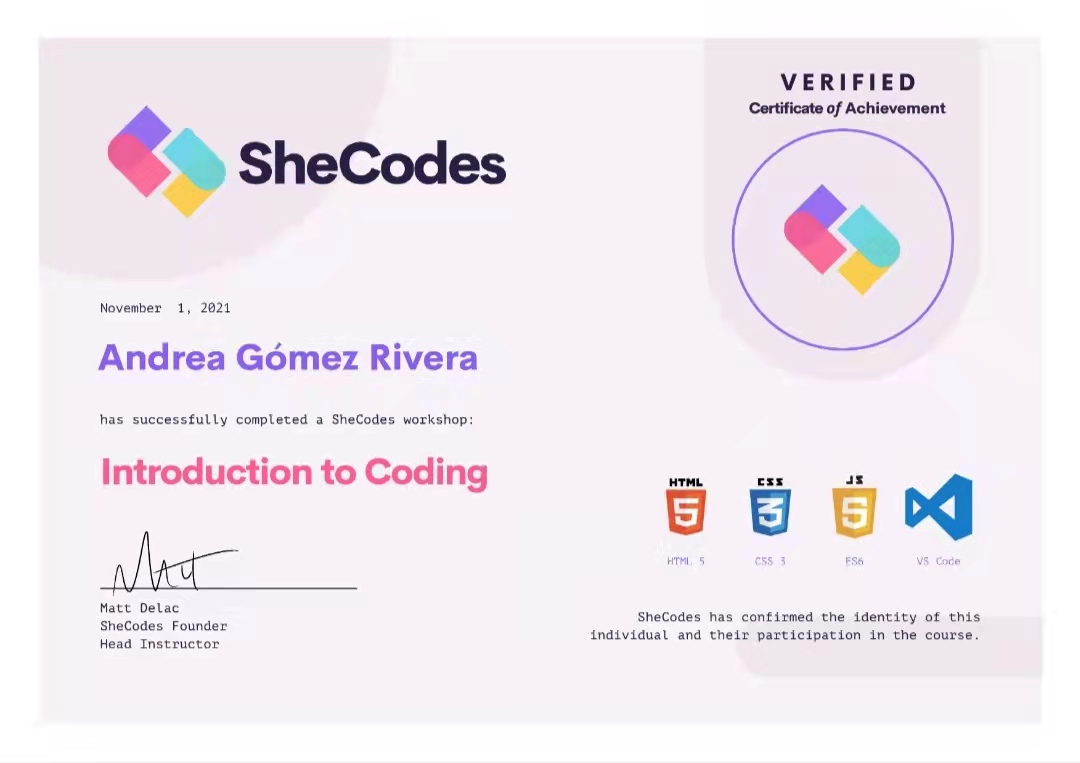 Certificate Introduction to coding