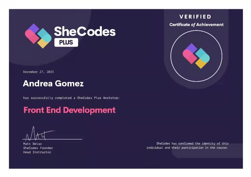 Certificate Front-End development